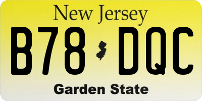 NJ license plate B78DQC