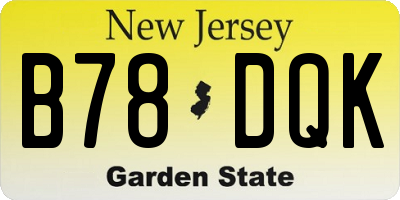 NJ license plate B78DQK