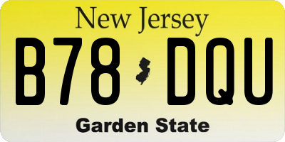 NJ license plate B78DQU