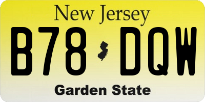 NJ license plate B78DQW