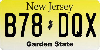 NJ license plate B78DQX