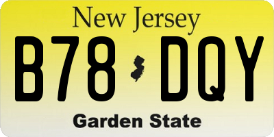 NJ license plate B78DQY