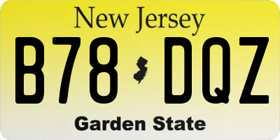 NJ license plate B78DQZ
