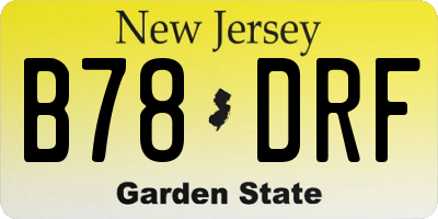 NJ license plate B78DRF