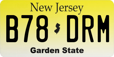 NJ license plate B78DRM