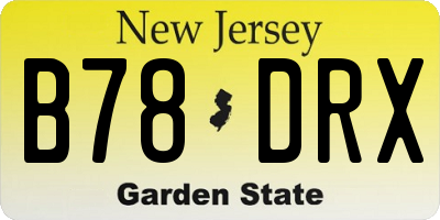 NJ license plate B78DRX