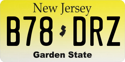 NJ license plate B78DRZ