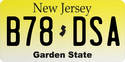 NJ license plate B78DSA