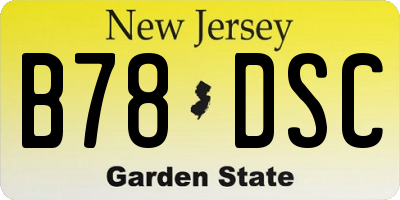 NJ license plate B78DSC