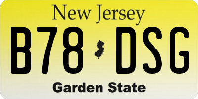 NJ license plate B78DSG
