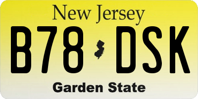 NJ license plate B78DSK