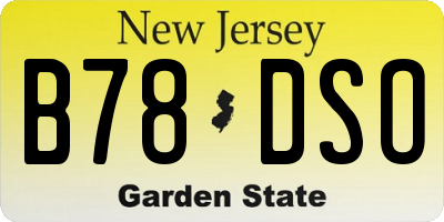 NJ license plate B78DSO