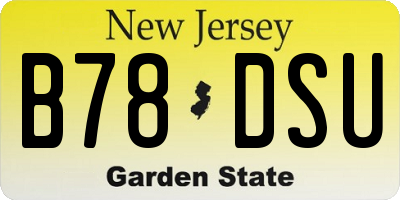 NJ license plate B78DSU