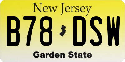 NJ license plate B78DSW