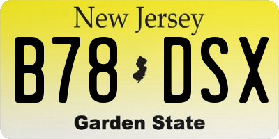 NJ license plate B78DSX