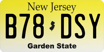 NJ license plate B78DSY