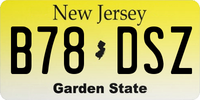 NJ license plate B78DSZ