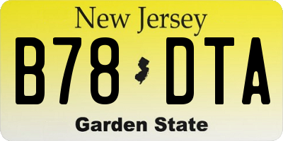 NJ license plate B78DTA