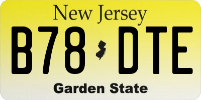 NJ license plate B78DTE