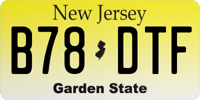 NJ license plate B78DTF