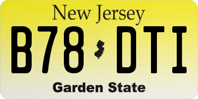 NJ license plate B78DTI