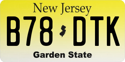 NJ license plate B78DTK