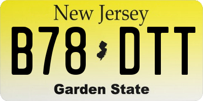 NJ license plate B78DTT