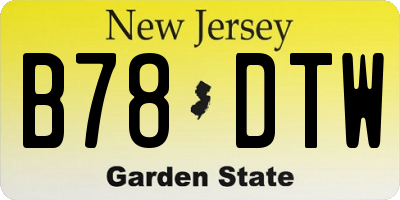 NJ license plate B78DTW