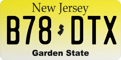 NJ license plate B78DTX