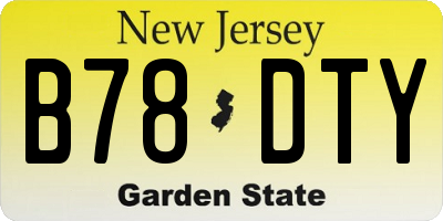 NJ license plate B78DTY