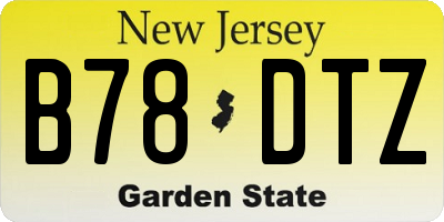 NJ license plate B78DTZ