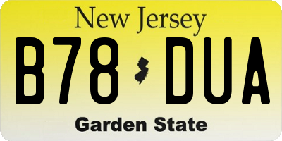 NJ license plate B78DUA