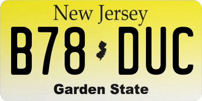 NJ license plate B78DUC