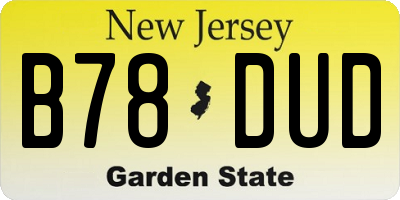 NJ license plate B78DUD