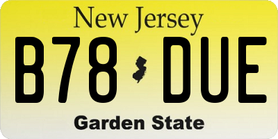 NJ license plate B78DUE