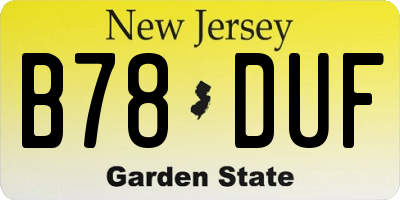 NJ license plate B78DUF