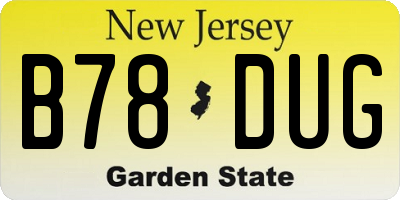 NJ license plate B78DUG