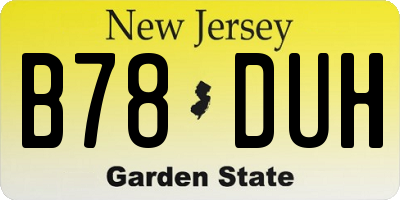 NJ license plate B78DUH