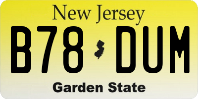 NJ license plate B78DUM