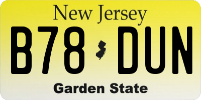 NJ license plate B78DUN