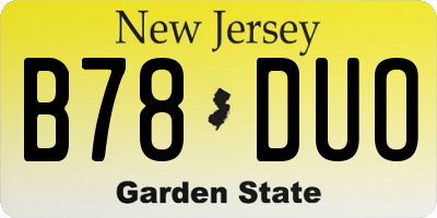 NJ license plate B78DUO