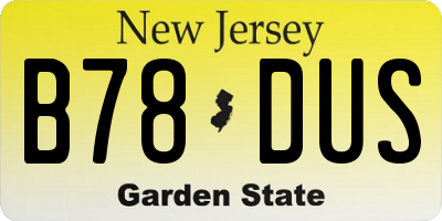 NJ license plate B78DUS