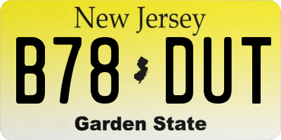 NJ license plate B78DUT