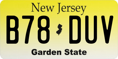 NJ license plate B78DUV