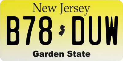NJ license plate B78DUW