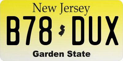 NJ license plate B78DUX