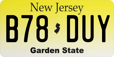 NJ license plate B78DUY
