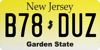 NJ license plate B78DUZ