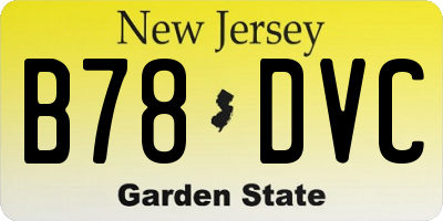NJ license plate B78DVC