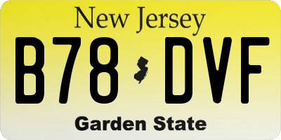 NJ license plate B78DVF